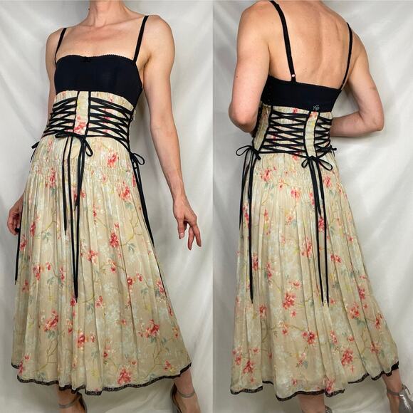 SOLD VDP Collection Italy silk lace-up corset fairy grunge dress goth whimsigoth - Picture 14 of 17